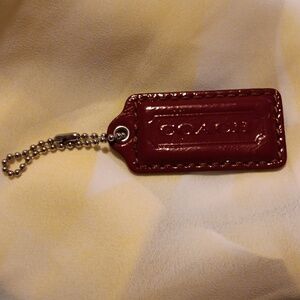 Coach Burgundy Leather Large Tag Keychain